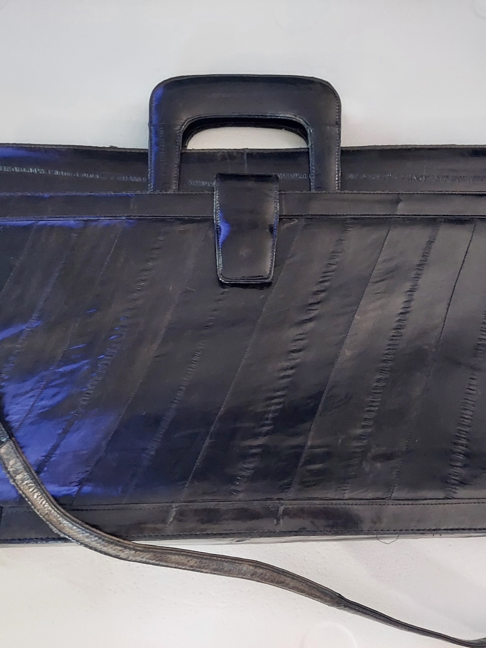 Vintage Black Men's/Women's Eel Skin Briefcase - Timeless Professional Carry